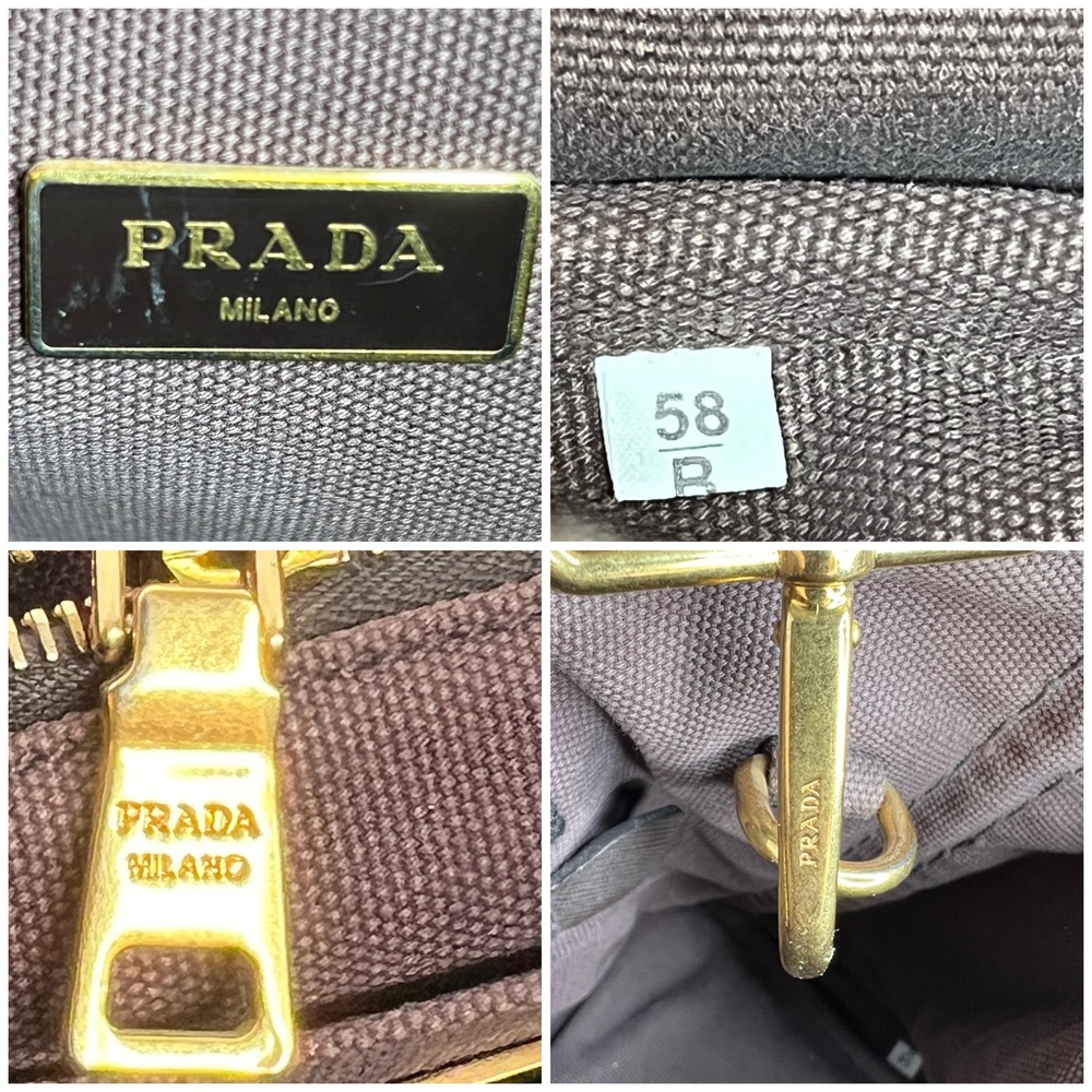 PRADA Canapa Brown Canvas Fabric Removable Crossbody Strap Tote Authentic Japan - Picture 4 of 16